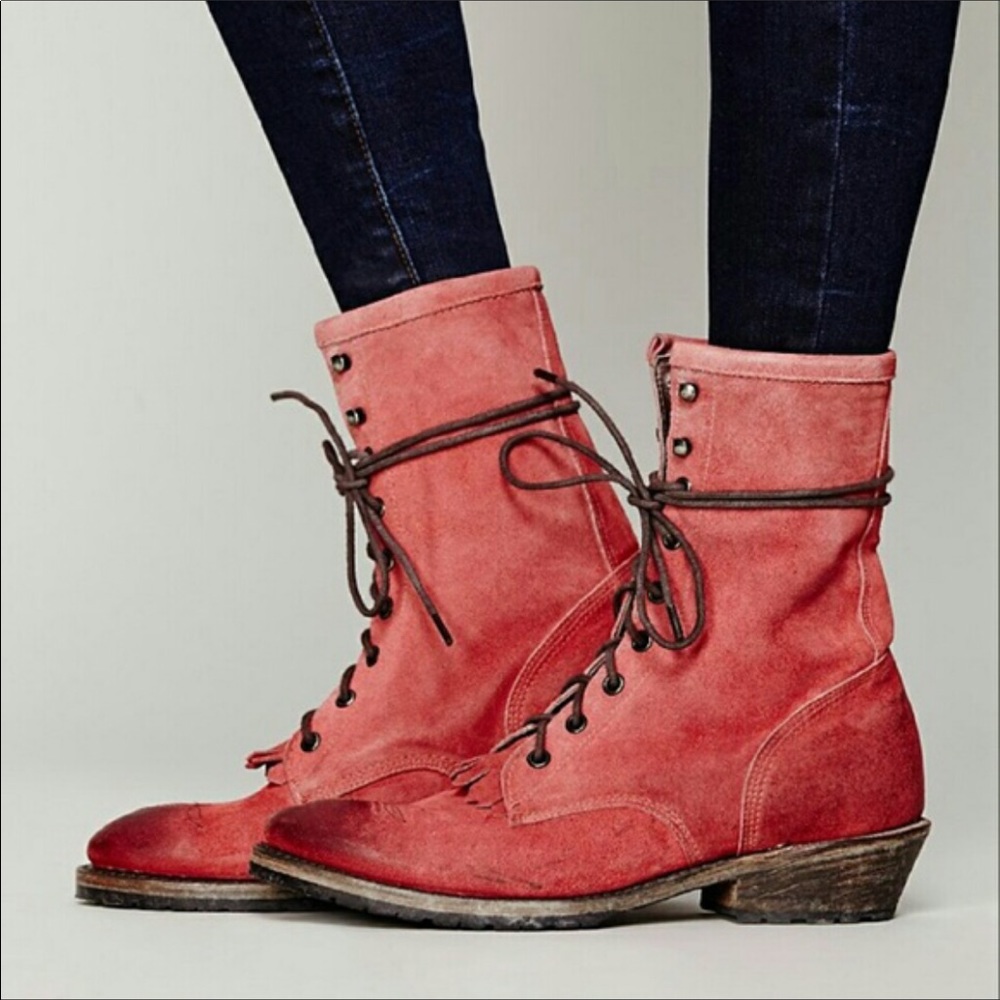 Brand “Vintage” red lace up boots